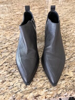 Everlane Black Pointed Toe Leather Ankle Booties